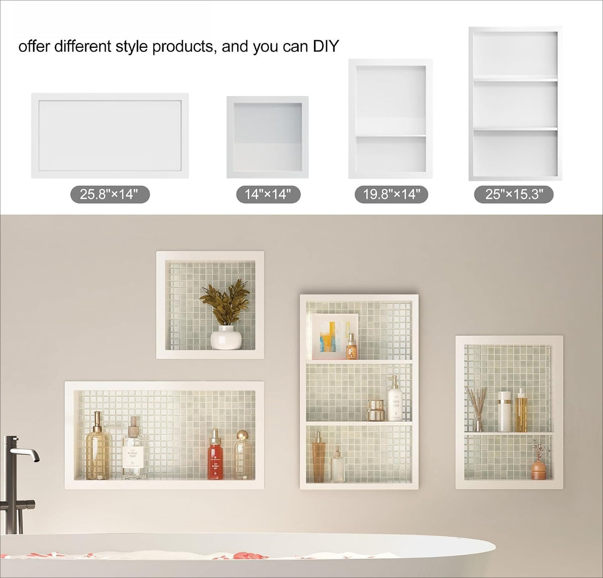 12x18 White Recessed Shower Niche