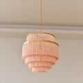 5-Tiered Pink Tassel Boho Chandelier