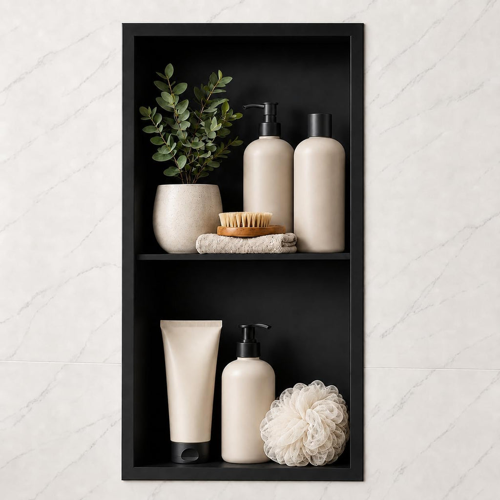 24x12 Black Recessed Shower Niche