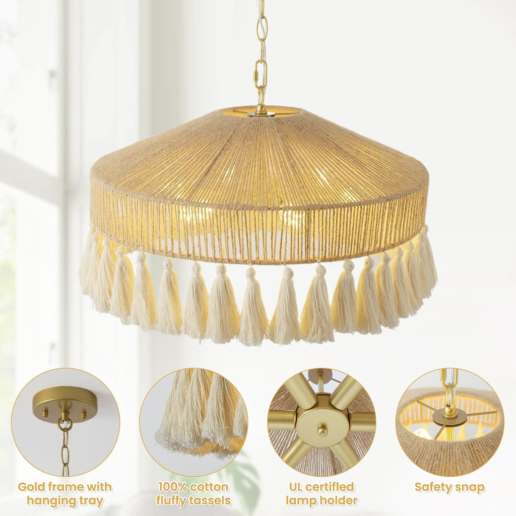 Boho Rattan Woven Pendant Light