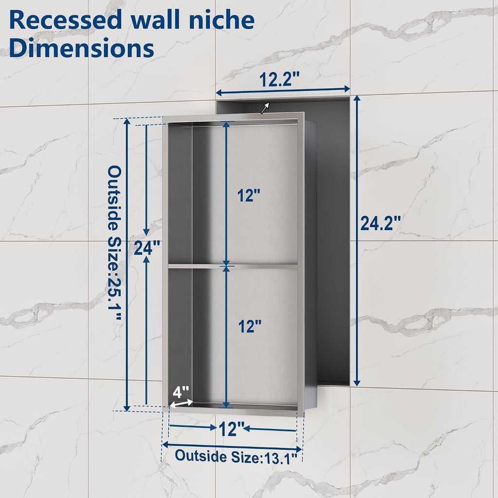12x24 Brushed Shower Niche