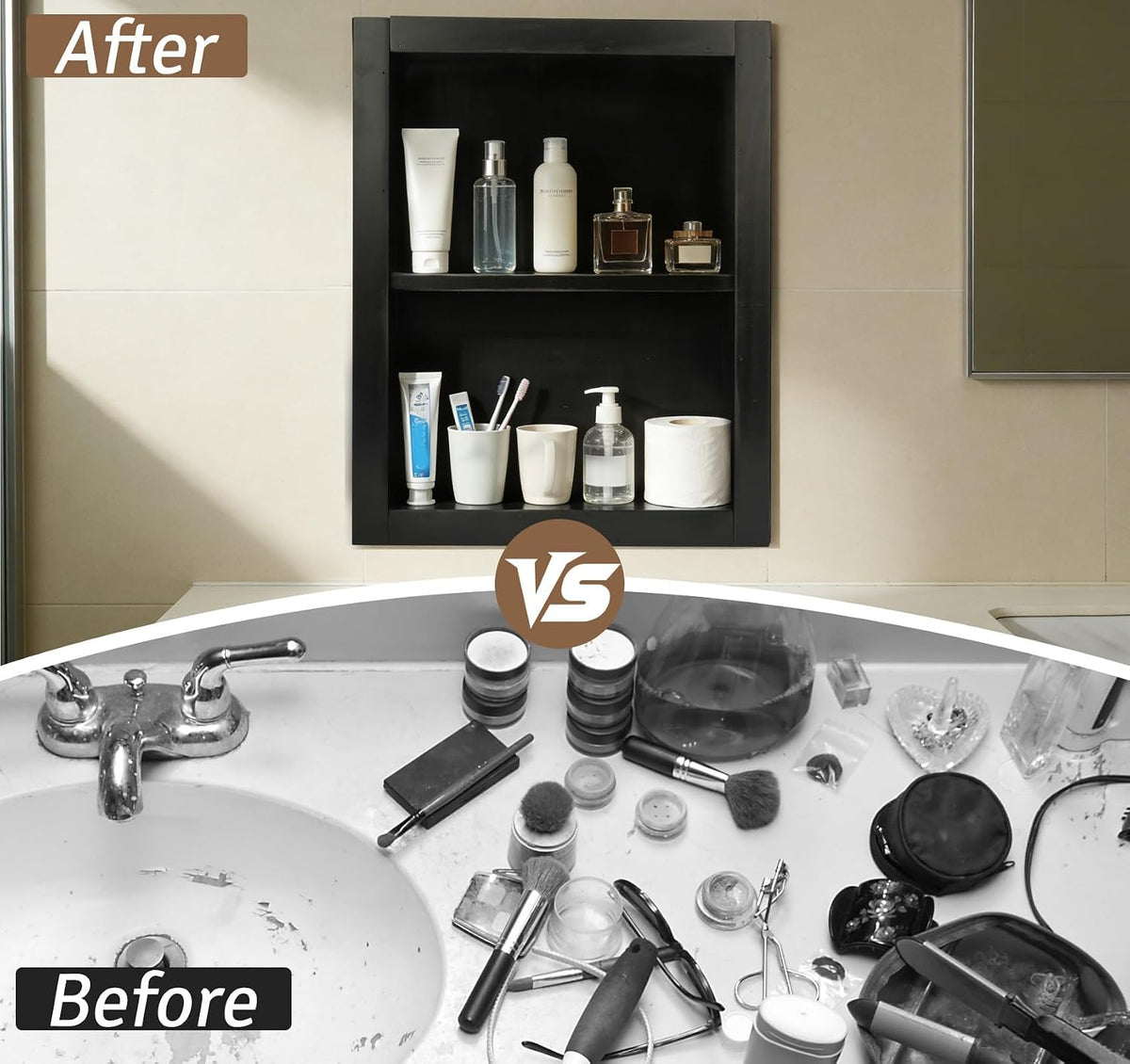 14x18 Wood Recessed Shower Niche