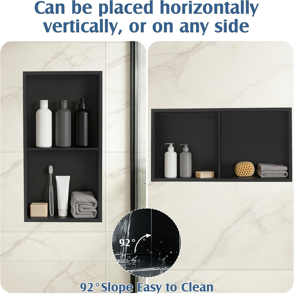 24x12 Black Recessed Shower Niche
