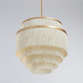 5-Tier Gold Beige Fringe Boho Chandelier
