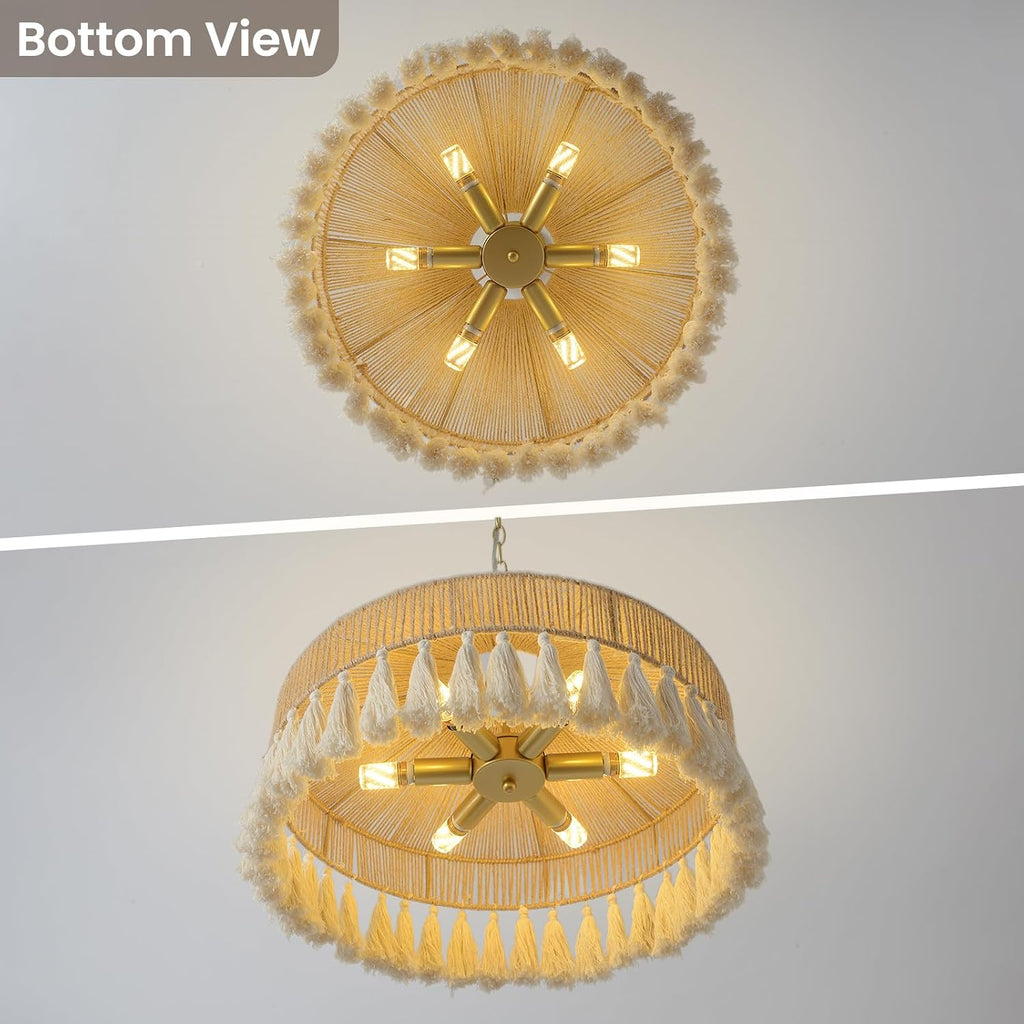 Boho Rattan Woven Pendant Light