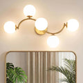 5-Light Gold Milk Glass Vanity Light