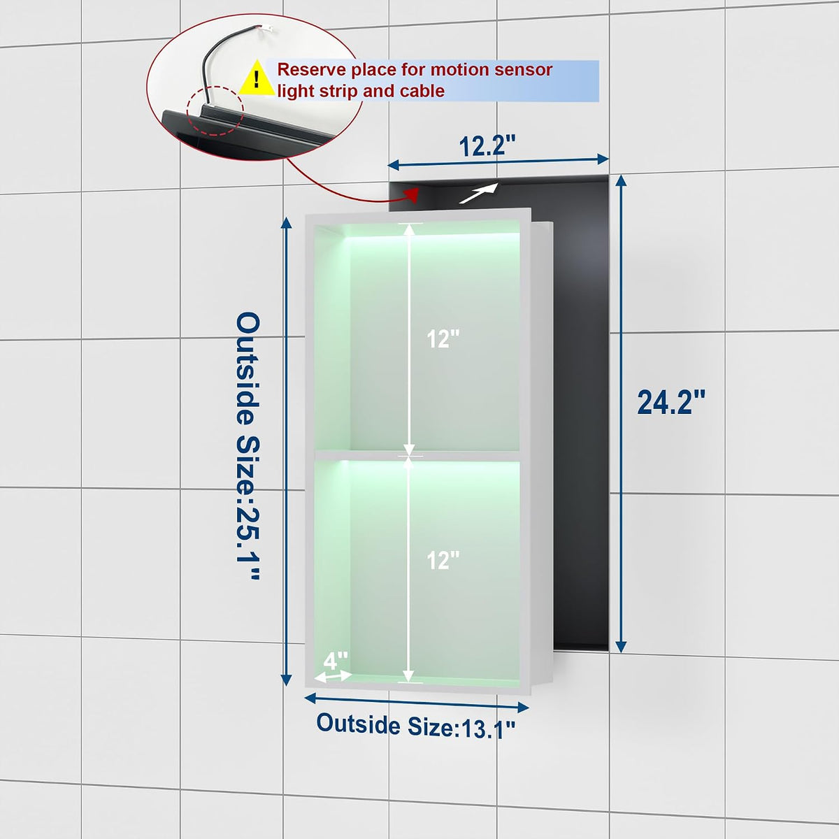 Shower Niche 12x24 White
