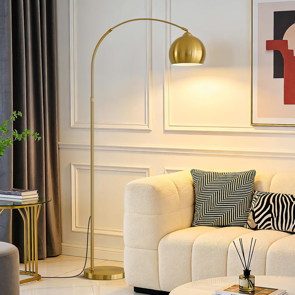 Gold LED Dimmable Arc Floor Lamp