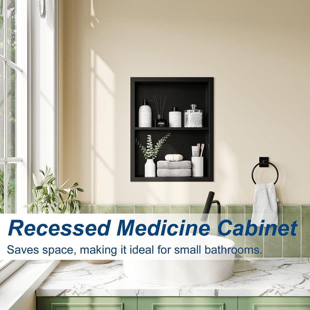 14x18 Recessed Cabinet Matte Black